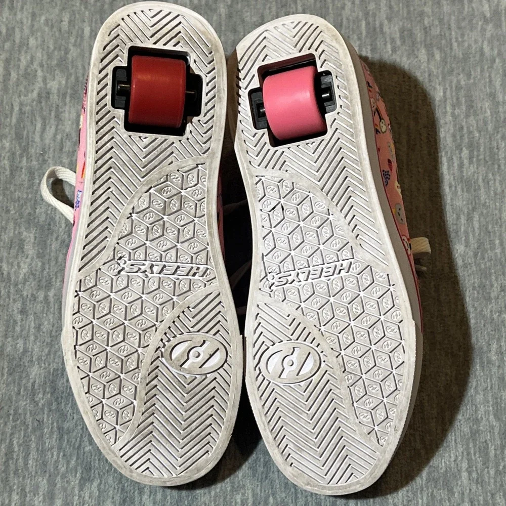 Heelys Pro 20 Prints Youth 6 Women 7 Pink Skate Shoe‎ Rainbow Graphic Laces EUC